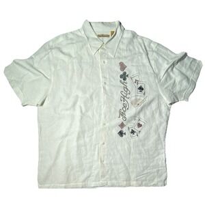 The Havanera Co Button‎ Up Shirt 2XL White With Casino Embroidery